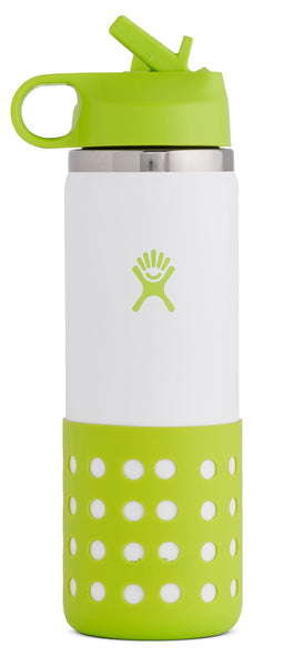 Hydro Flask 20 Oz. Kids' Wide Mouth Bottle with Straw Lid and Boot, Green - Holiday Gift