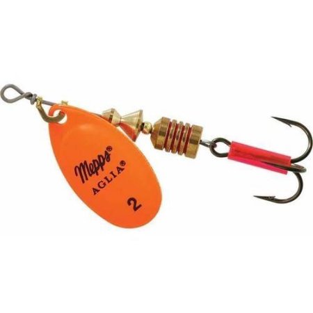 Aglia InLine Spinner 16 Oz, Plain Treble Hook, Hot Orange Blade