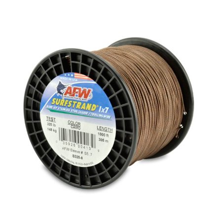 American Fishing Wire Surfstrand Bare 1x7 Stainless Steel Leader Wire  Camo Brown Color  40 Pound Test  600-Feet