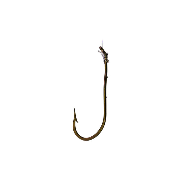 Snelled Hook, Size 6, ForgedSpear Point, 2 Sliced Shank, Down Eye, Bronze, 5PK