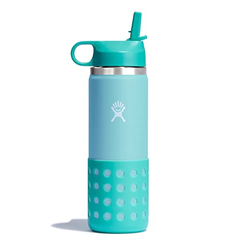 Hydro Flask 20 Oz. Kids' Wide Mouth Bottle with Straw Lid and Boot, Orange - Holiday Gift